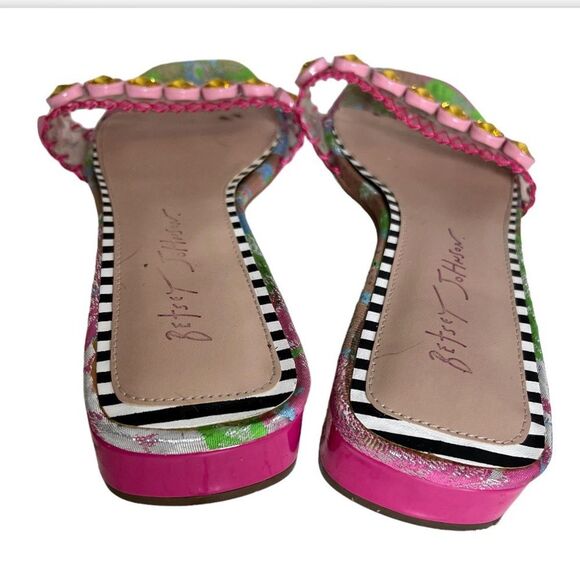 BETSEY JOHNSON Nelly Slide Sandal Large Rhinestones Size 8 Multi Pastel Colors - Picture 5 of 9